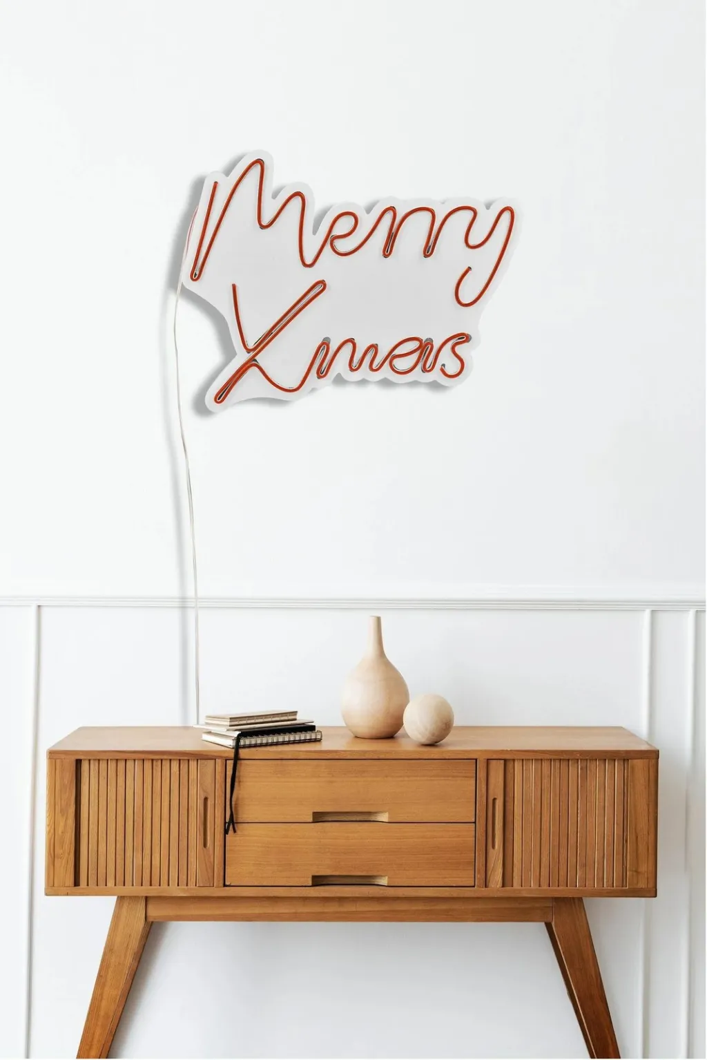 Dekor dritash LED plastike, 'Merry Christmas', ngjyrë e kuqe - 6