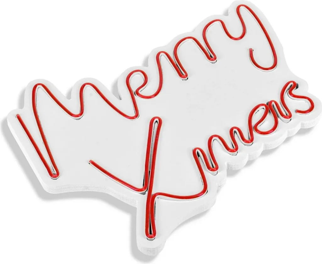 Dekor dritash LED plastike, 'Merry Christmas', ngjyrë e kuqe - 7
