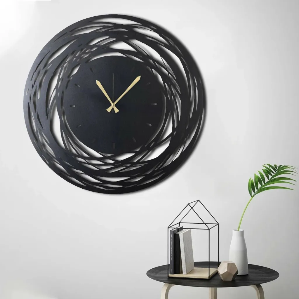 Orë muri dekorative prej metali, Wallity Aprire, e zezë, 70x70cm - 2