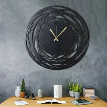 Orë muri dekorative prej metali, Wallity Aprire, e zezë, 70x70cm