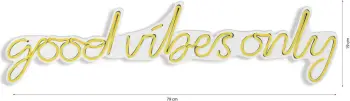 Dritë dekorative LED plastike, 'Good Vibes Only', e verdhë