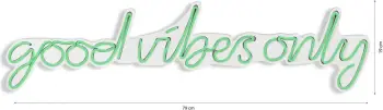 Dritë murale dekorative LED, plastikë, 'Good Vibes Only', ngjyrë e gjelbër