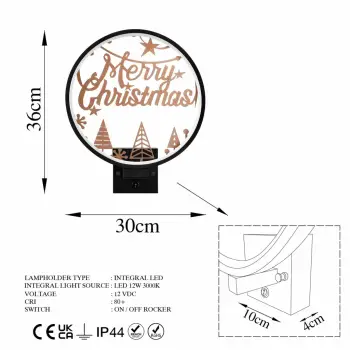 Llambë muri dekorative Opviq, XMAS24, e zezë dhe bakri