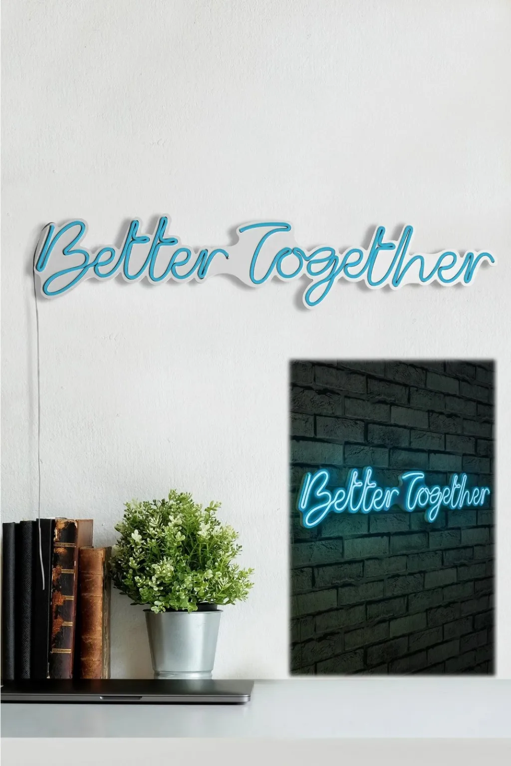 Dekor dritash LED plastike, 'Better Together', ngjyrë e kaltër - 5