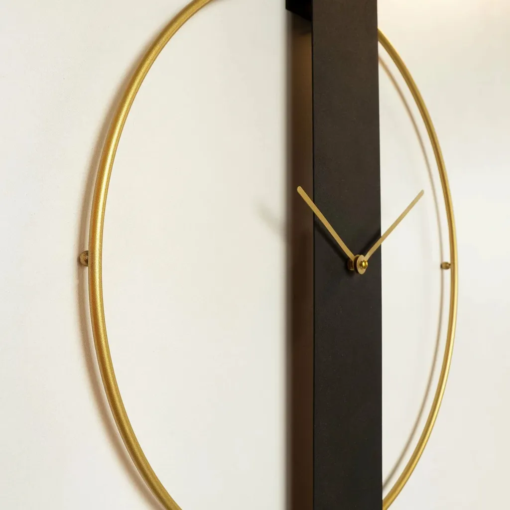 Orë muri dekorative prej metali, e zezë dhe ari, Wallity Future, APS119, 49x54cm - 1