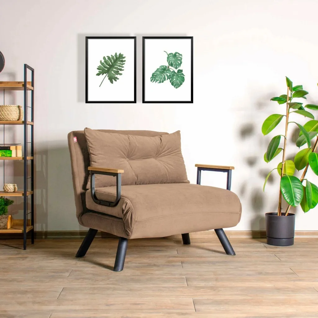 Krevate-kolltuk një vendësh Sando, kafe e çelët, Atelier del Sofa - 2
