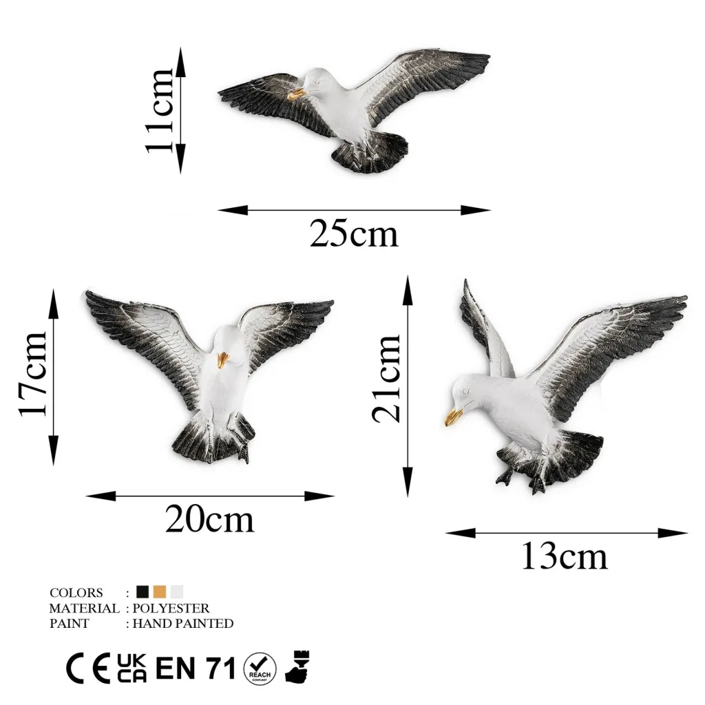Objekt dekorativ Aberto Design, BIRDS 2, shumëngjyrësh, set 3 copë - 1