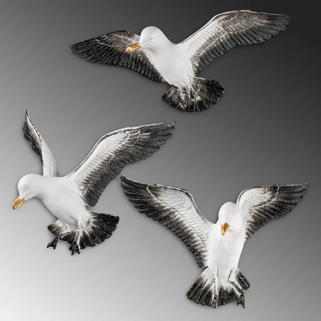 Objekt dekorativ Aberto Design, BIRDS 2, shumëngjyrësh, set 3 copë - 5