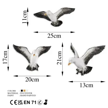 Objekt dekorativ Aberto Design, BIRDS 2, shumëngjyrësh, set 3 copë