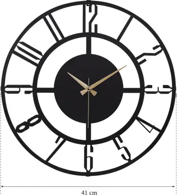 Orë muri dekorative metalike Wallity, Bunnela 08, e zezë, 41cm
