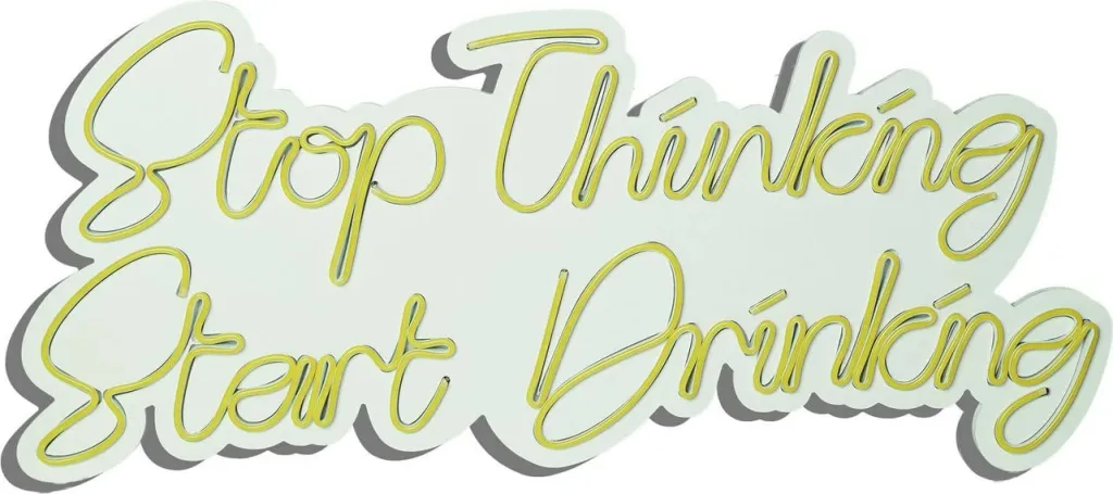Dritë dekorative LED në mur, 'Stop Thinking Start Drinking', ngjyrë e verdhë - 6