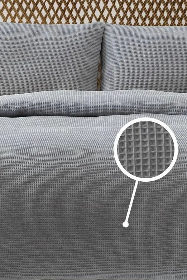Batanije Double Pique, waffle, ngjyrë gri, 200x220cm - 3