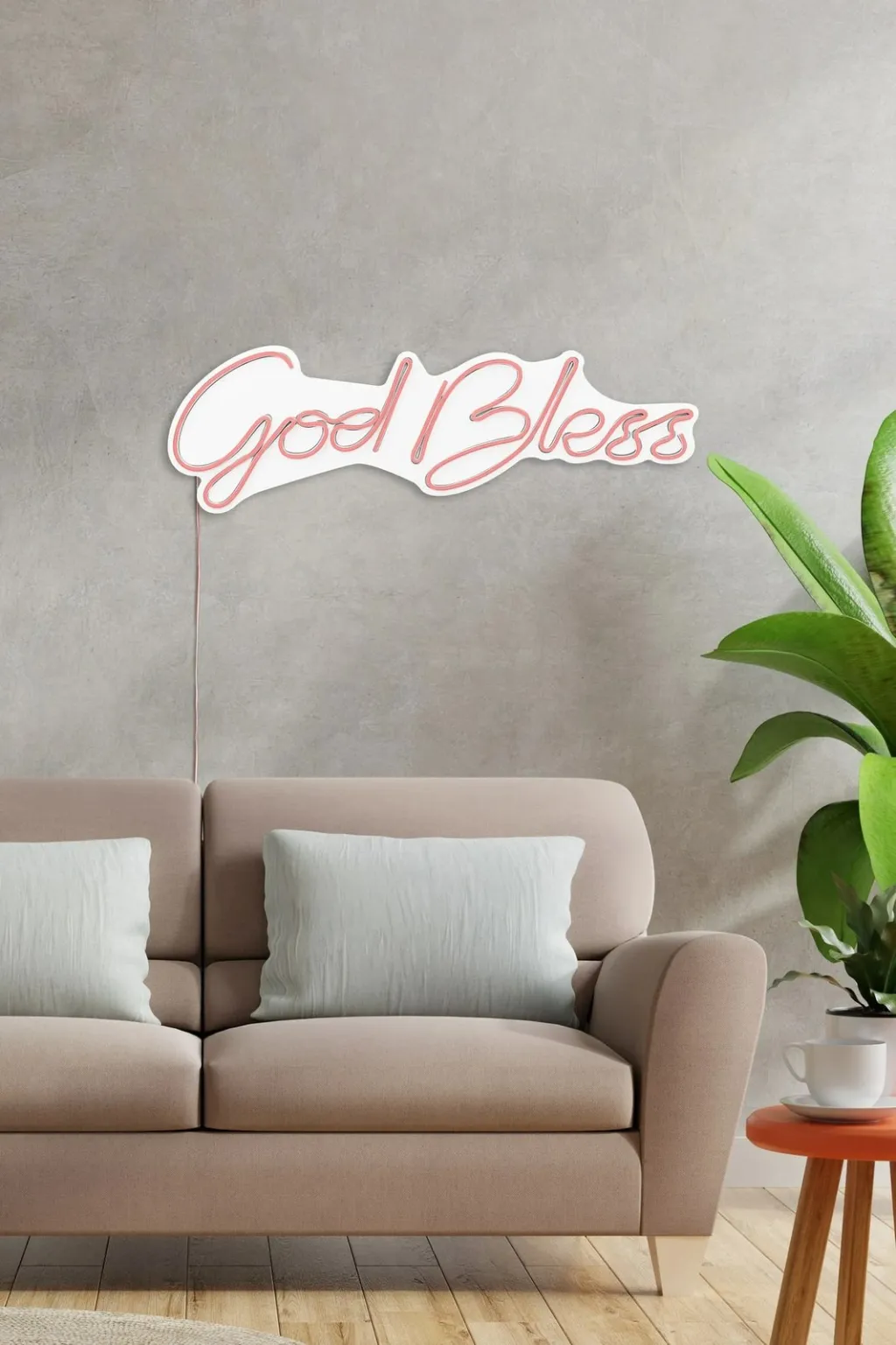 Dekor dritash LED, plastikë, ngjyrë rozë, God Bless, Wallity - 5