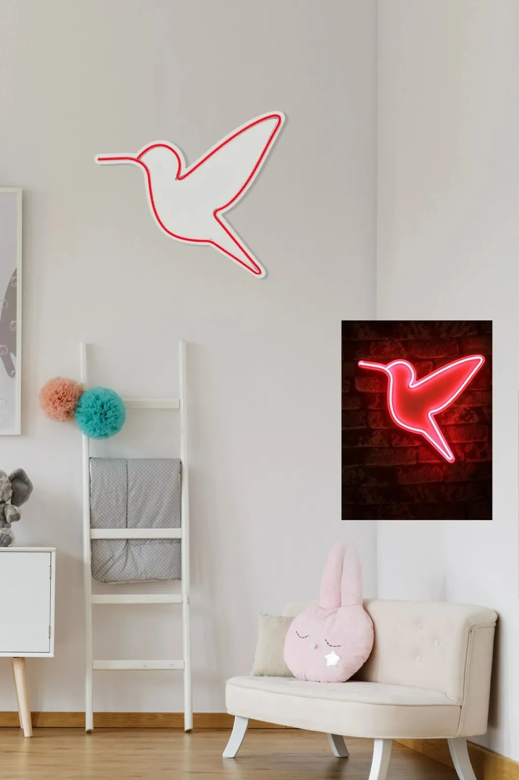 Dritë dekorative murale LED, plastike, zog i vogël, e kuqe - 5