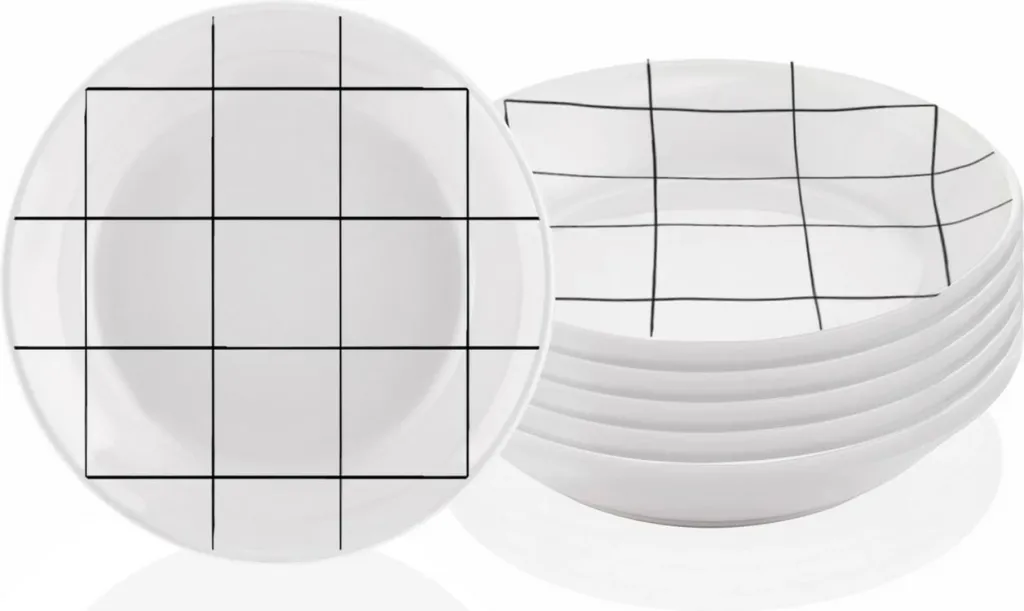 Set pjatash (6 copë), Hermia, DLY005, e bardhë, 20x20cm - 1