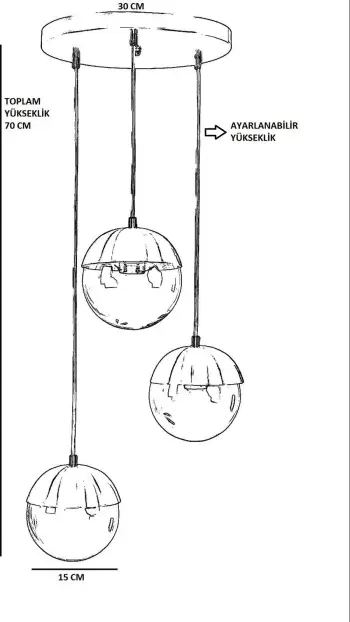 Llambë tavani Opviq, 3 sfera, ngjyrë gri e errët, qelq