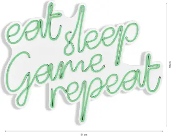 Dritë dekorative LED plastike, e kuqe, eat sleep game repeat