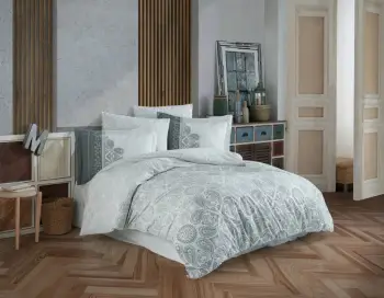 Set mbulesë jorgani dopio Poplin L'essentiel, Irene, gri-krem