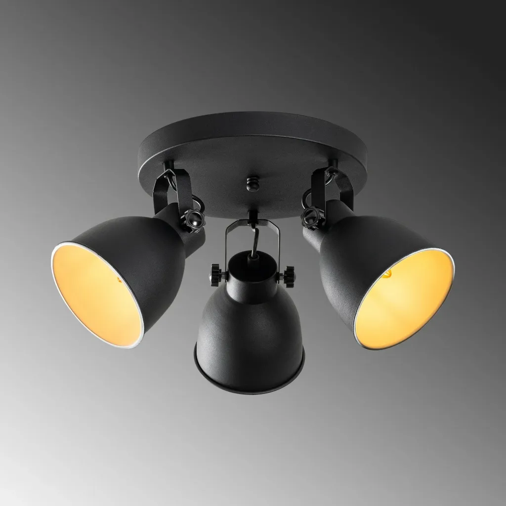 Llambë tavani Opviq, Spotkafası, e zezë, 3 vende, 46cm - 7