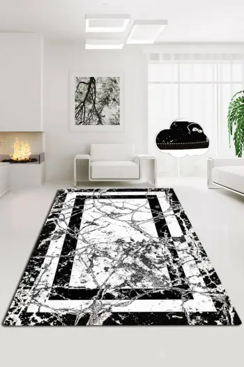 Qilim Conceptum Hypnose, marmor, 200x290cm, i zi dhe i bardhë