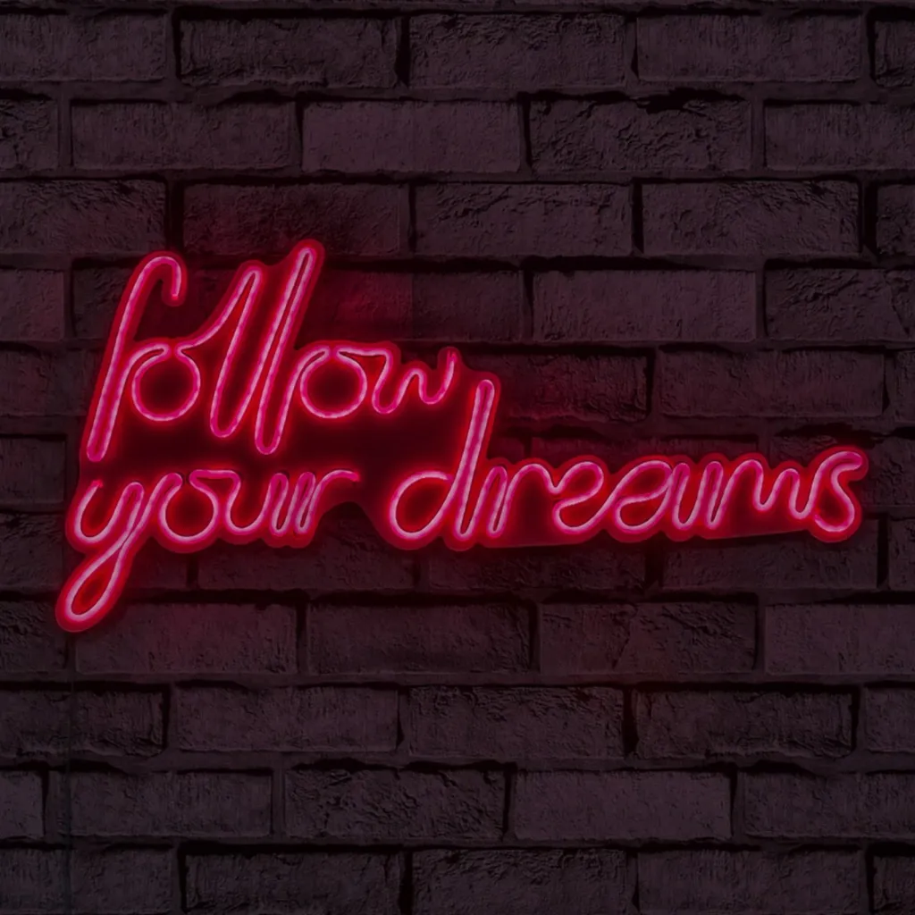 Dritë dekorative LED në mur, 'follow your dreams', plastikë, ngjyrë e kuqe - 2