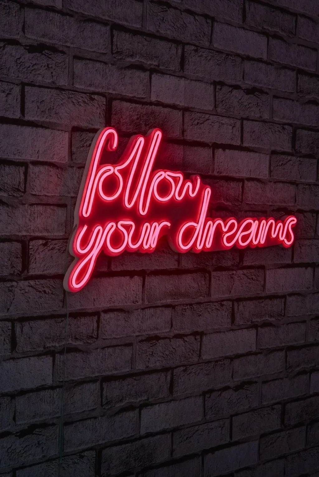 Dritë dekorative LED në mur, 'follow your dreams', plastikë, ngjyrë e kuqe - 5