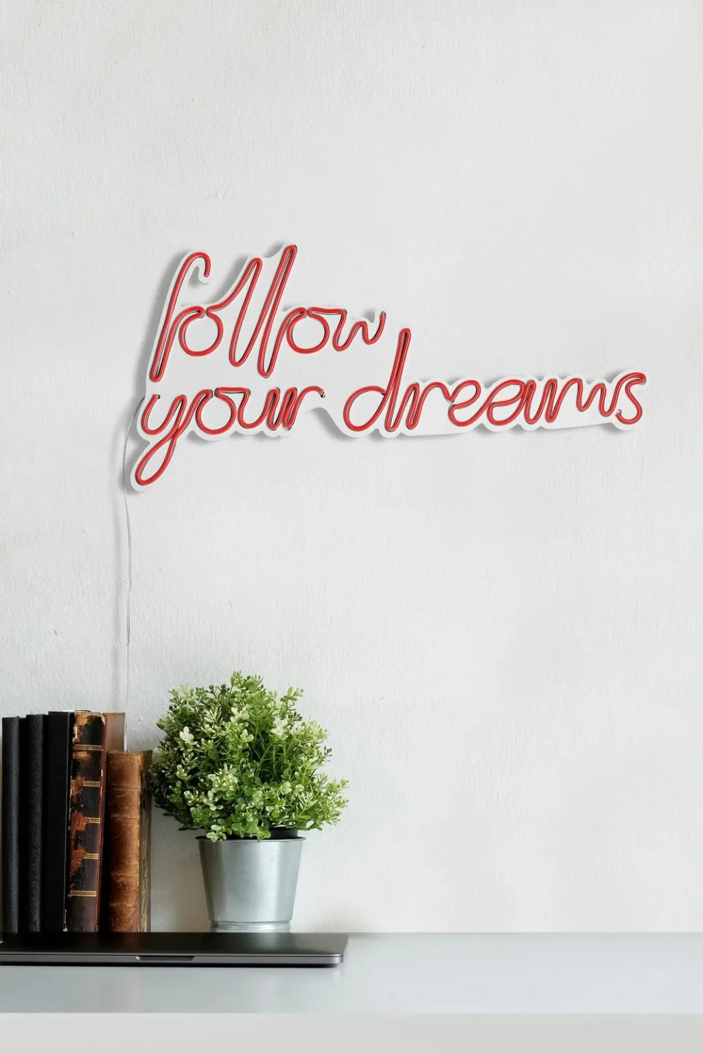 Dritë dekorative LED në mur, 'follow your dreams', plastikë, ngjyrë e kuqe - 6