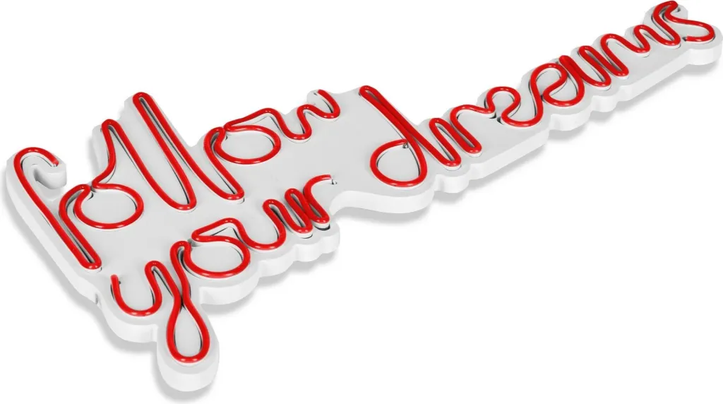 Dritë dekorative LED në mur, 'follow your dreams', plastikë, ngjyrë e kuqe - 7