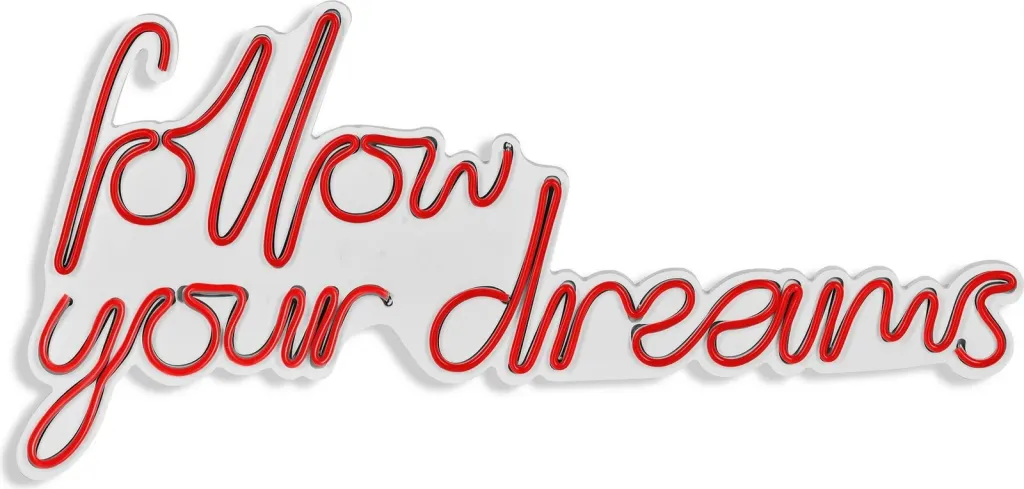 Dritë dekorative LED në mur, 'follow your dreams', plastikë, ngjyrë e kuqe - 8