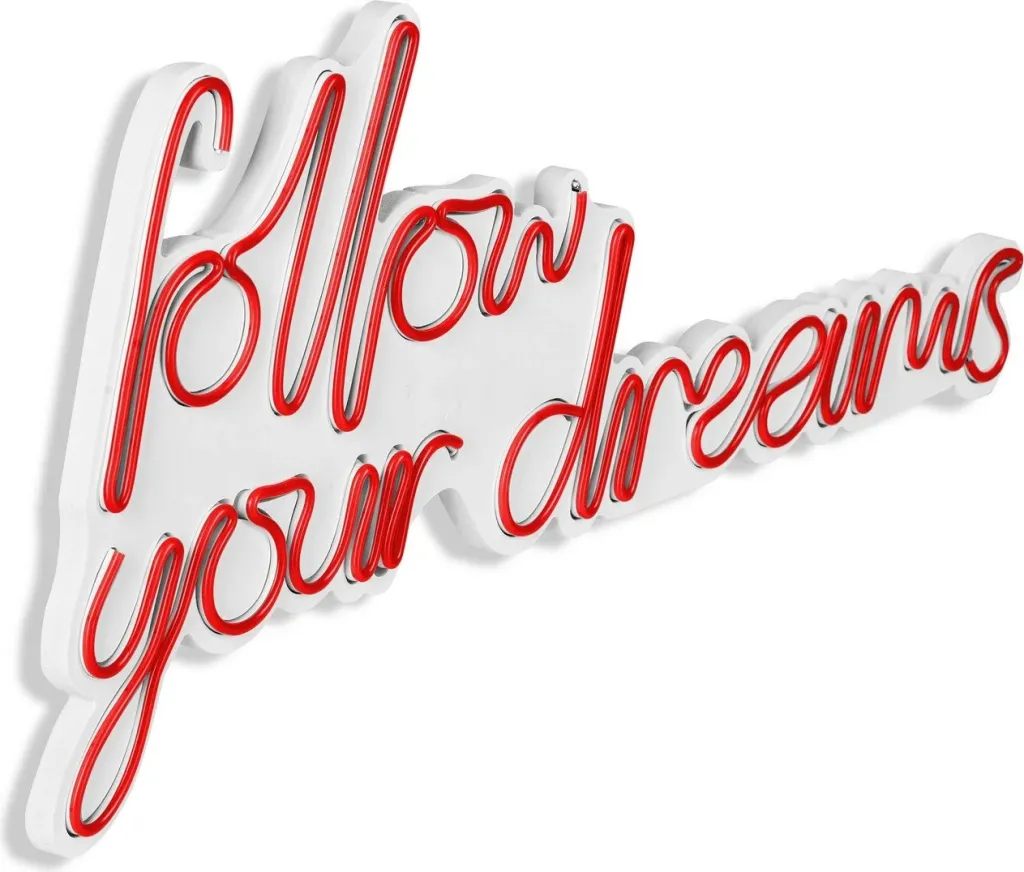Dritë dekorative LED në mur, 'follow your dreams', plastikë, ngjyrë e kuqe - 9