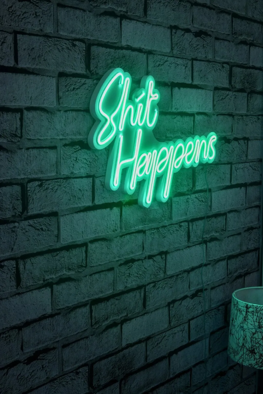 Dekor dritash LED plastike, 'Shit Happens', ngjyrë kaltër, Wallity - 3