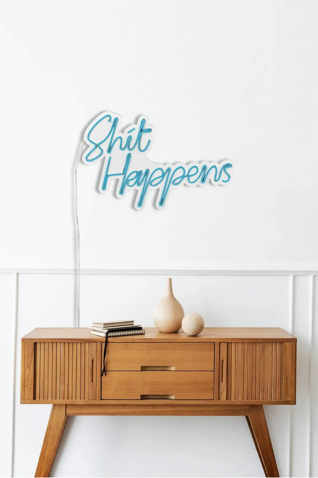 Dekor dritash LED plastike, 'Shit Happens', ngjyrë kaltër, Wallity - 6