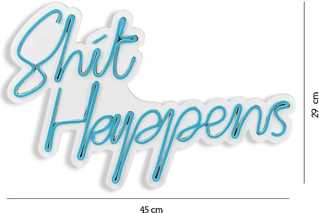 Dekor dritash LED plastike, 'Shit Happens', ngjyrë kaltër, Wallity - 10