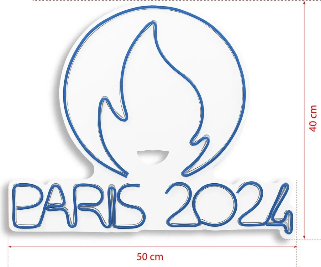Dritë dekorative muri, plastikë LED, Paris 2024, ngjyrë e kaltër - 1