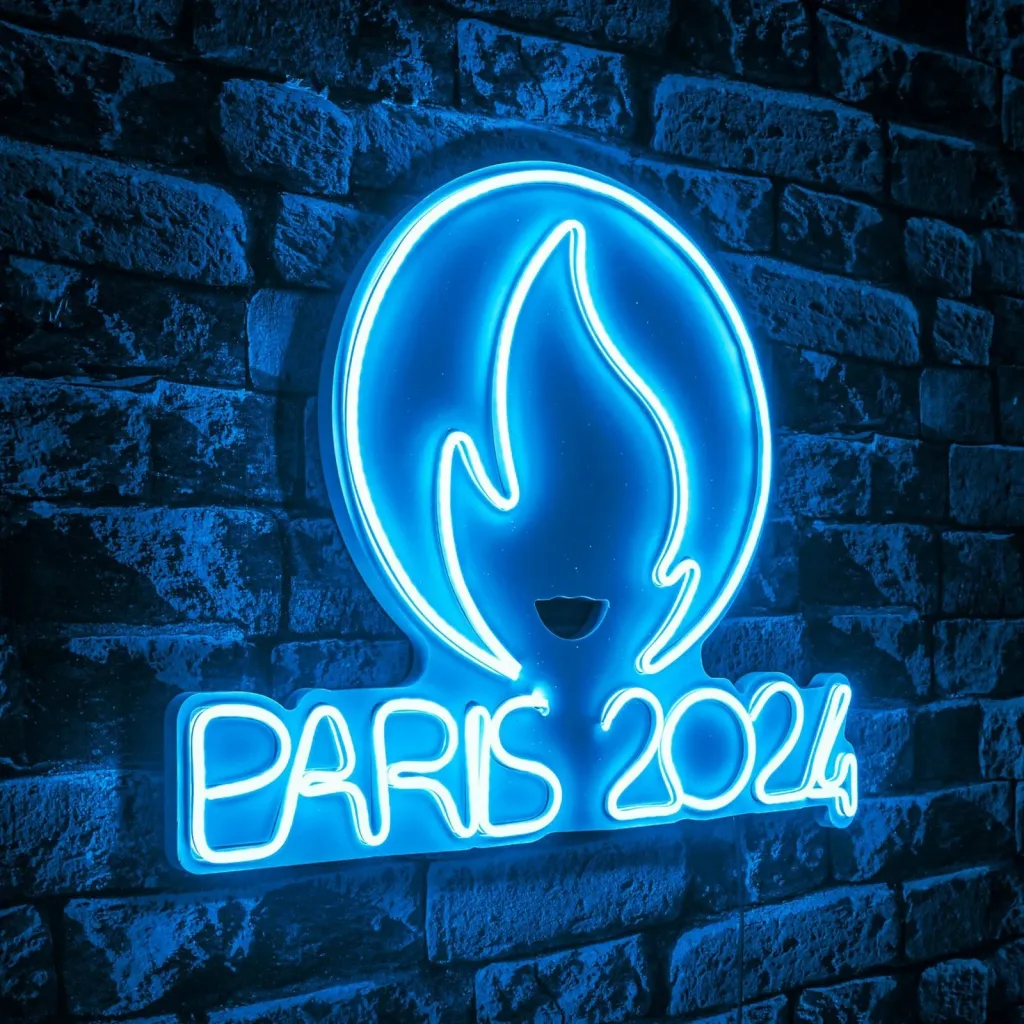 Dritë dekorative muri, plastikë LED, Paris 2024, ngjyrë e kaltër - 2