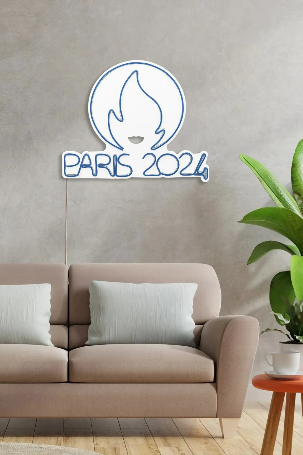 Dritë dekorative muri, plastikë LED, Paris 2024, ngjyrë e kaltër - 5