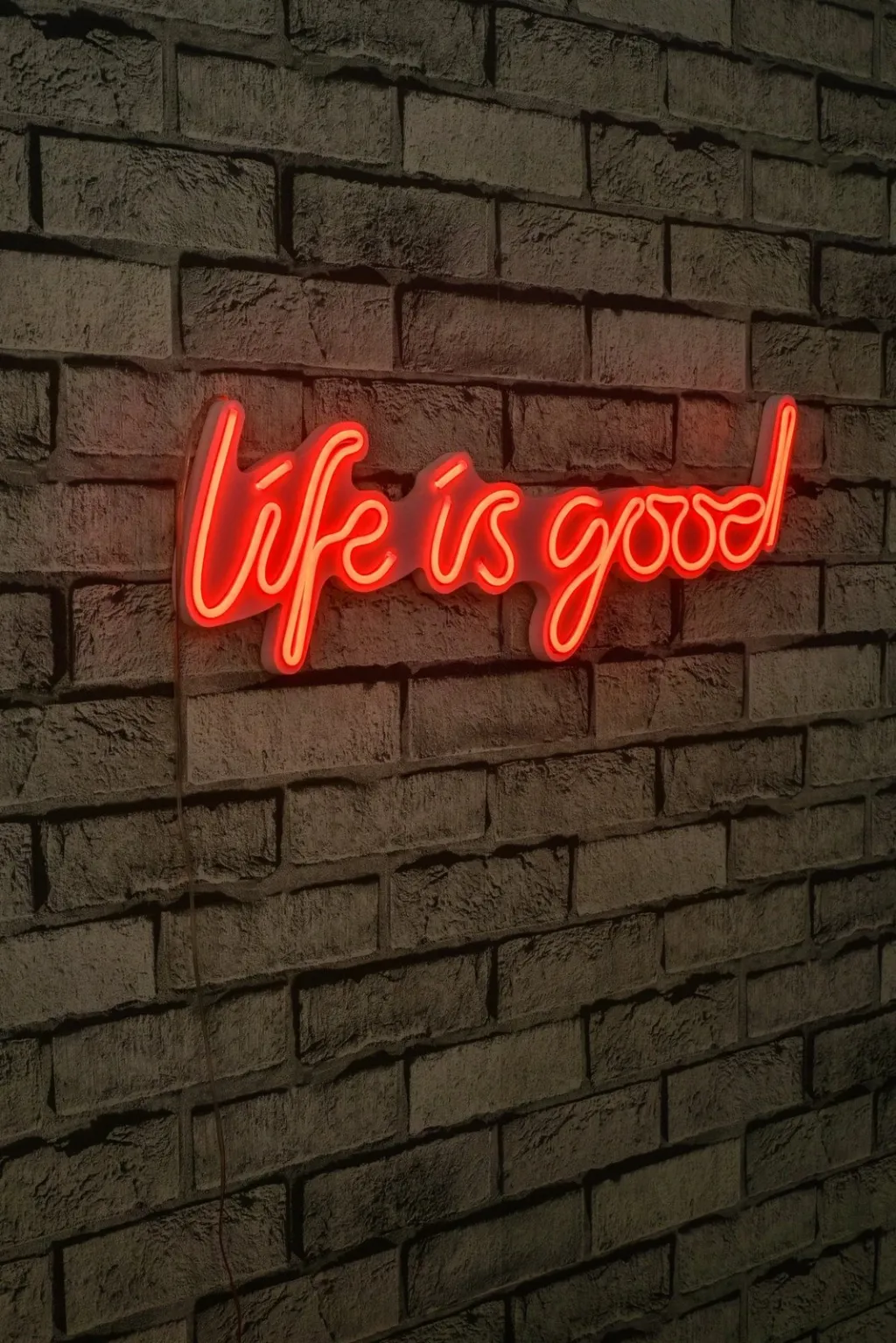 Dekor ndriçues LED plastik, 'Life is good', ngjyrë e kuqe - 3