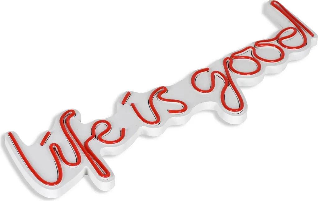 Dekor ndriçues LED plastik, 'Life is good', ngjyrë e kuqe - 7