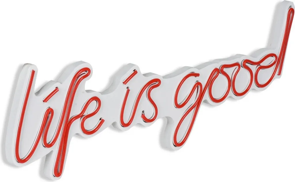 Dekor ndriçues LED plastik, 'Life is good', ngjyrë e kuqe - 9