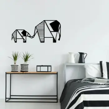 Aksesor dekorativ metalik për mur, elefant, Wallity, Elephant 3, ngjyrë e zezë, 55x25cm