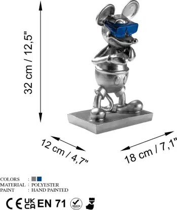 Objekt dekorativ Aberto Design, Souris-3, i argjendtë me syze të kaltra