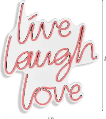 Dekor dritash LED plastike, 'live laugh love', ngjyrë rozë
