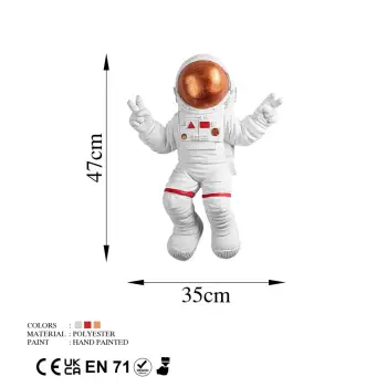 Aksesor dekorativ muri, astronaut me shenjë paqeje, Wallity, i bardhë dhe bronzi, 35x47x10cm