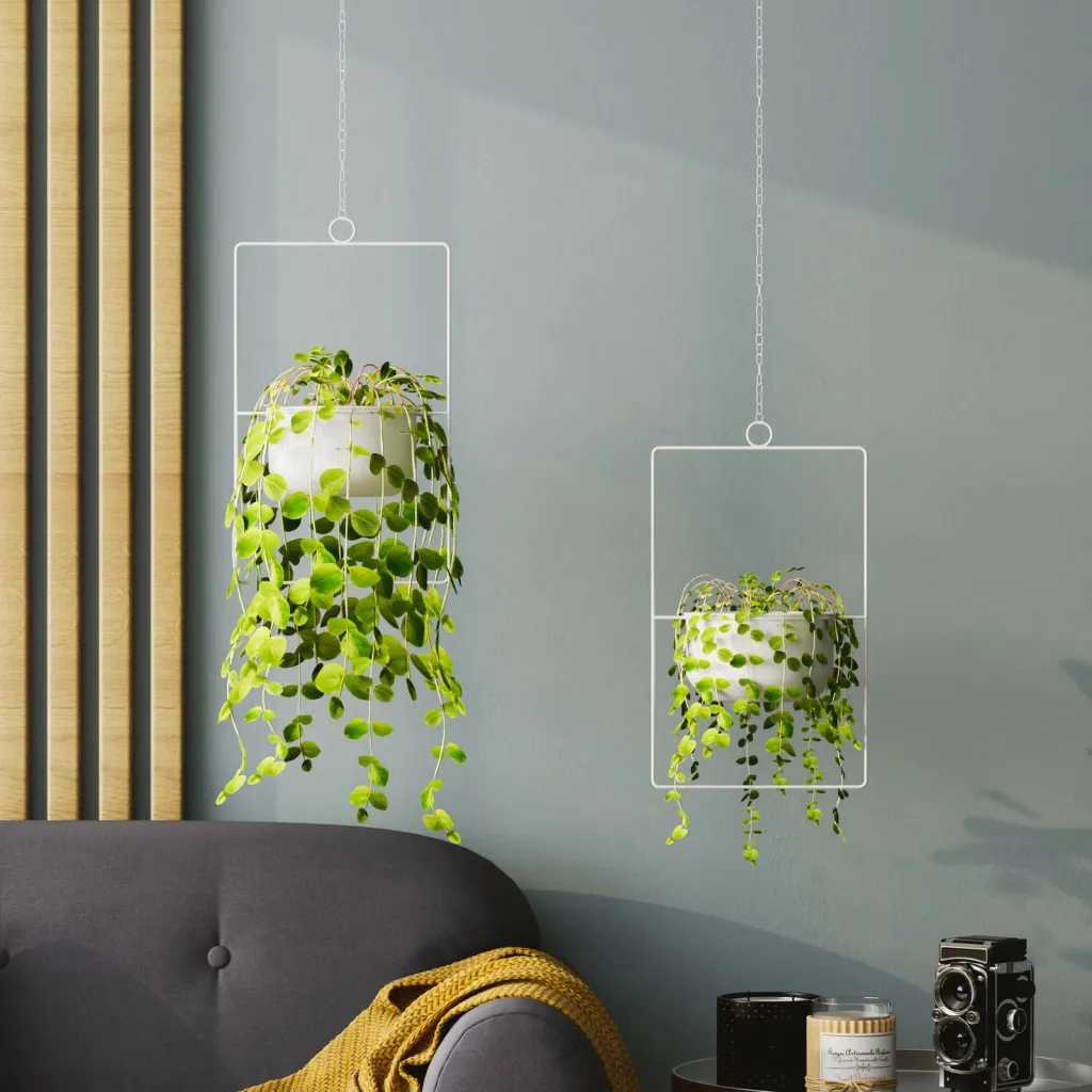 Vazo dekorative, metalike, e bardhë, Aberto Design, për parapet - 5