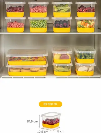 Set organizues për frigorifer, 8 copë, Hermia, 8A, ngjyrë e verdhë