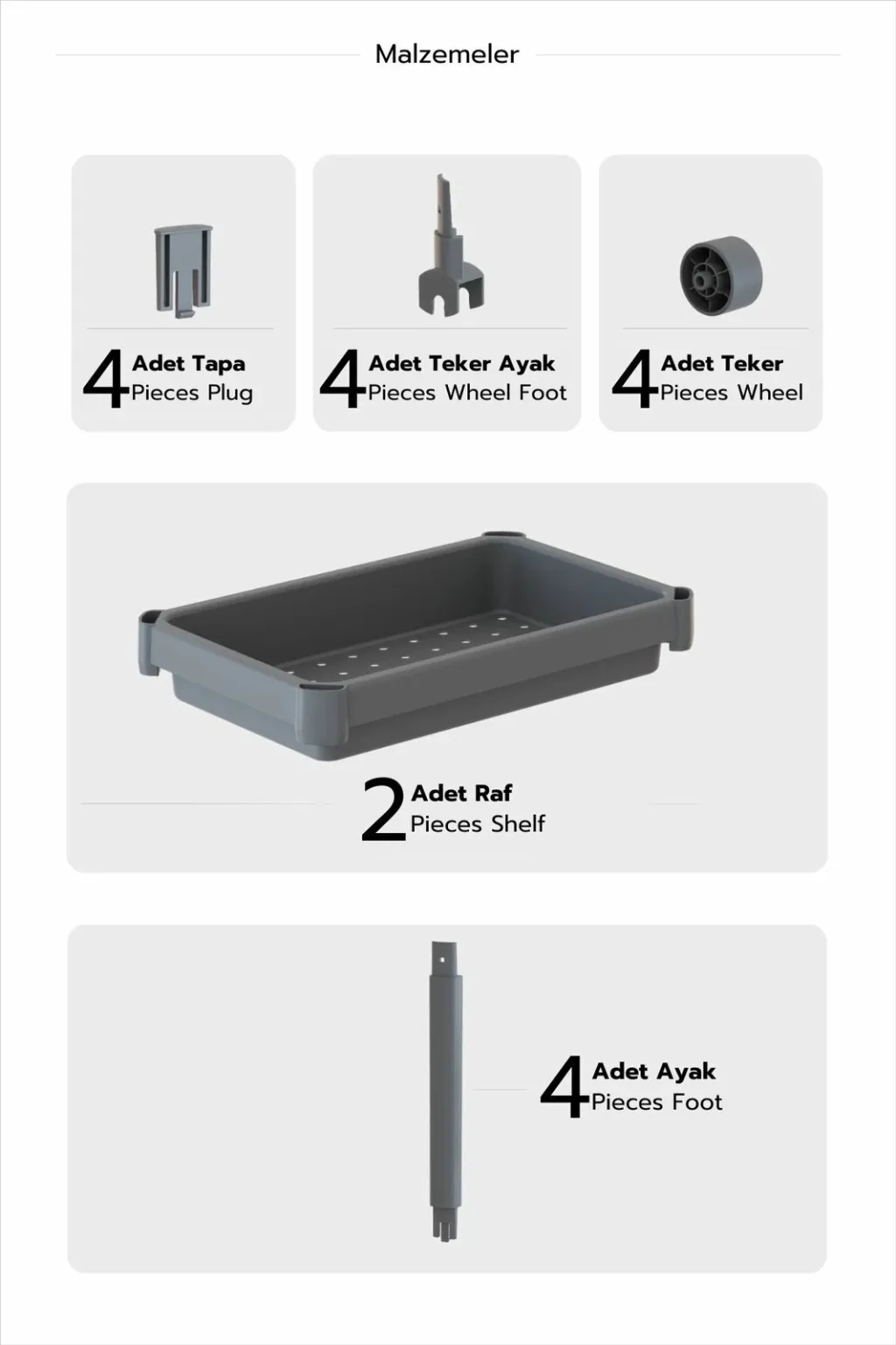 Raft plastik multifunksional, ngjyrë e bardhë, Aberto Design, TKRLKKT-2K-1 - 3