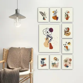 Piktura dekorative MDF, shumëngjyrëshe, set prej 9 copash, 9MDF01YS