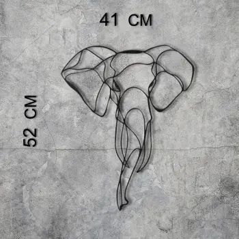 Aksesor dekorativ metalik për mur, elefant, Wallity, ngjyrë e zezë, 52x41cm