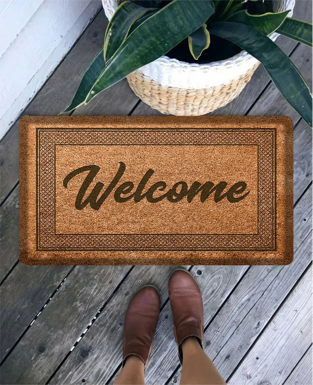 Paspas hyrëse PVC, ngjyrë kafe, Welcome, 45x65cm - 1