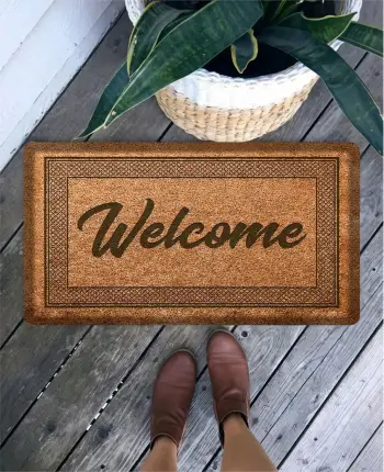 Paspas hyrëse PVC, ngjyrë kafe, Welcome, 45x65cm